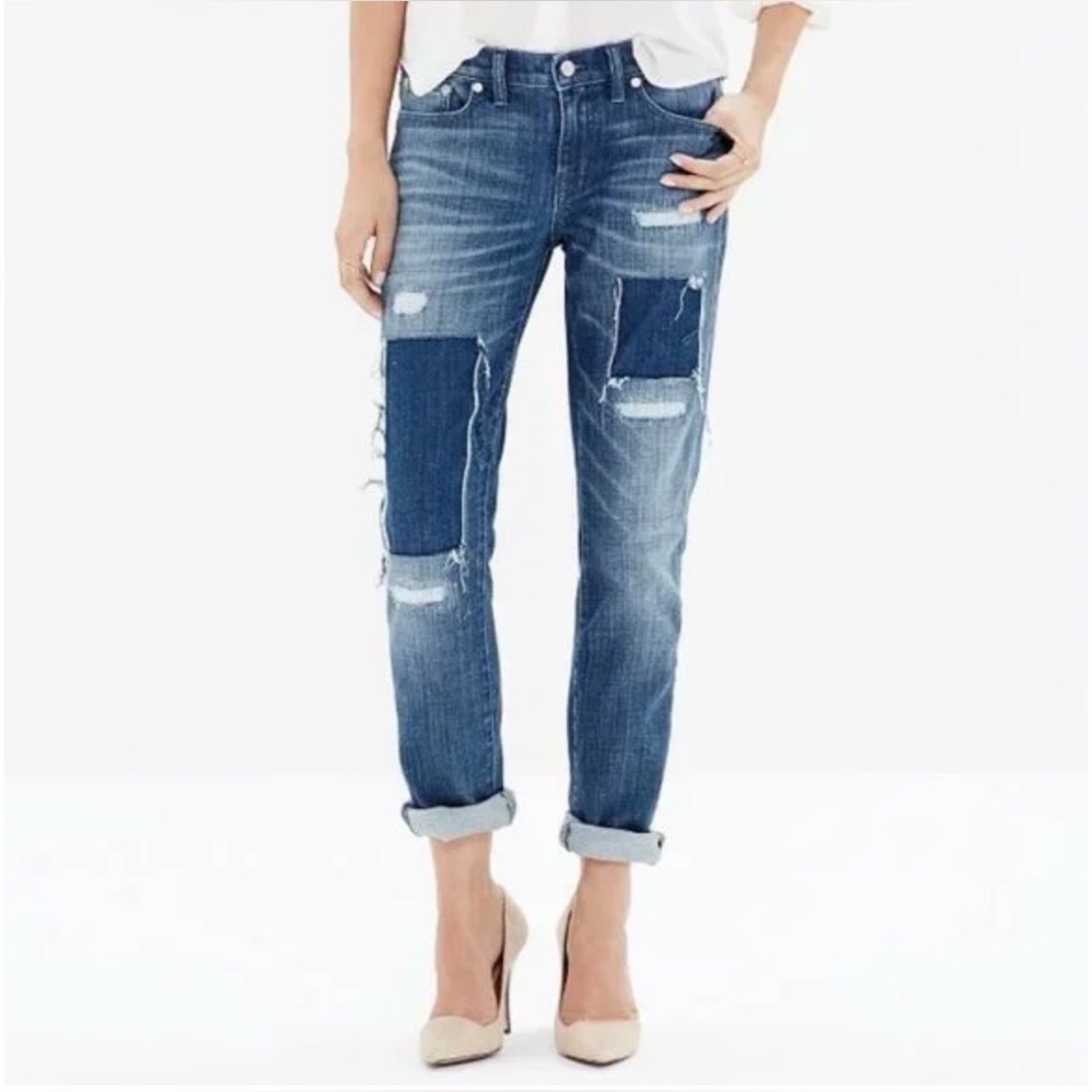 Madewell Slim Boyjean Springfield Wash Patched-Up Edition Jeans